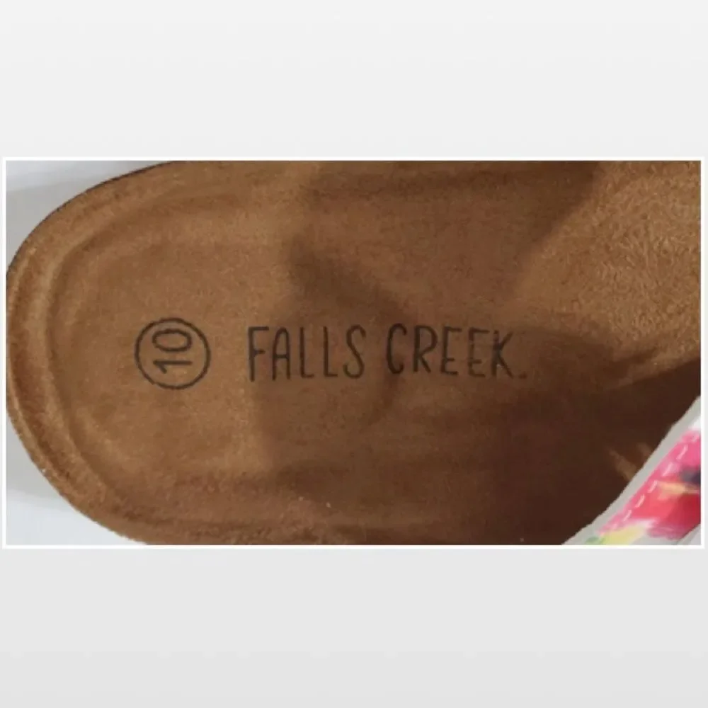 New Falls Creek Shoes Sandals Womens Size 10 Slip On White Floral Cork NWT